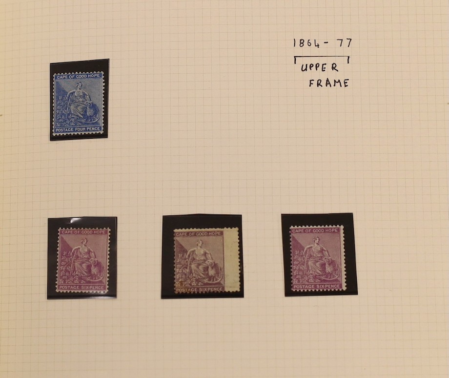 Cape of Good Hope - fine collection in 2 albums and stock book from 1853 1d used pair, 4d block of three used (and certificate), 1859 1sh dark green mint pair, 1861 1d woodblock used (sg 13a), 1863-64 1d, 4d and 6d mint